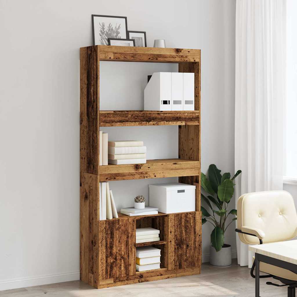 vidaXL Highboard aspect bois de récupération 92x33x180 cm bois d'ingénierie