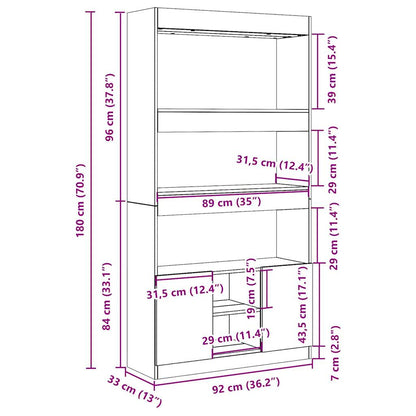 vidaXL Highboard aspect bois de récupération 92x33x180 cm bois d'ingénierie