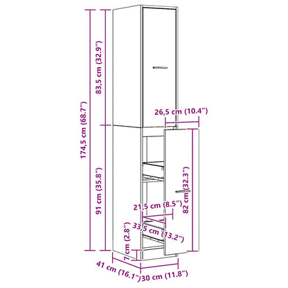 Apothekerschrank Artisan-Eiche 30x41x174,5 cm Holzwerkstoff