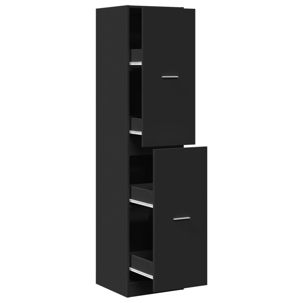 vidaXL Apothekerschrank Schwarz 40x41x174,5 cm Holzwerkstoff