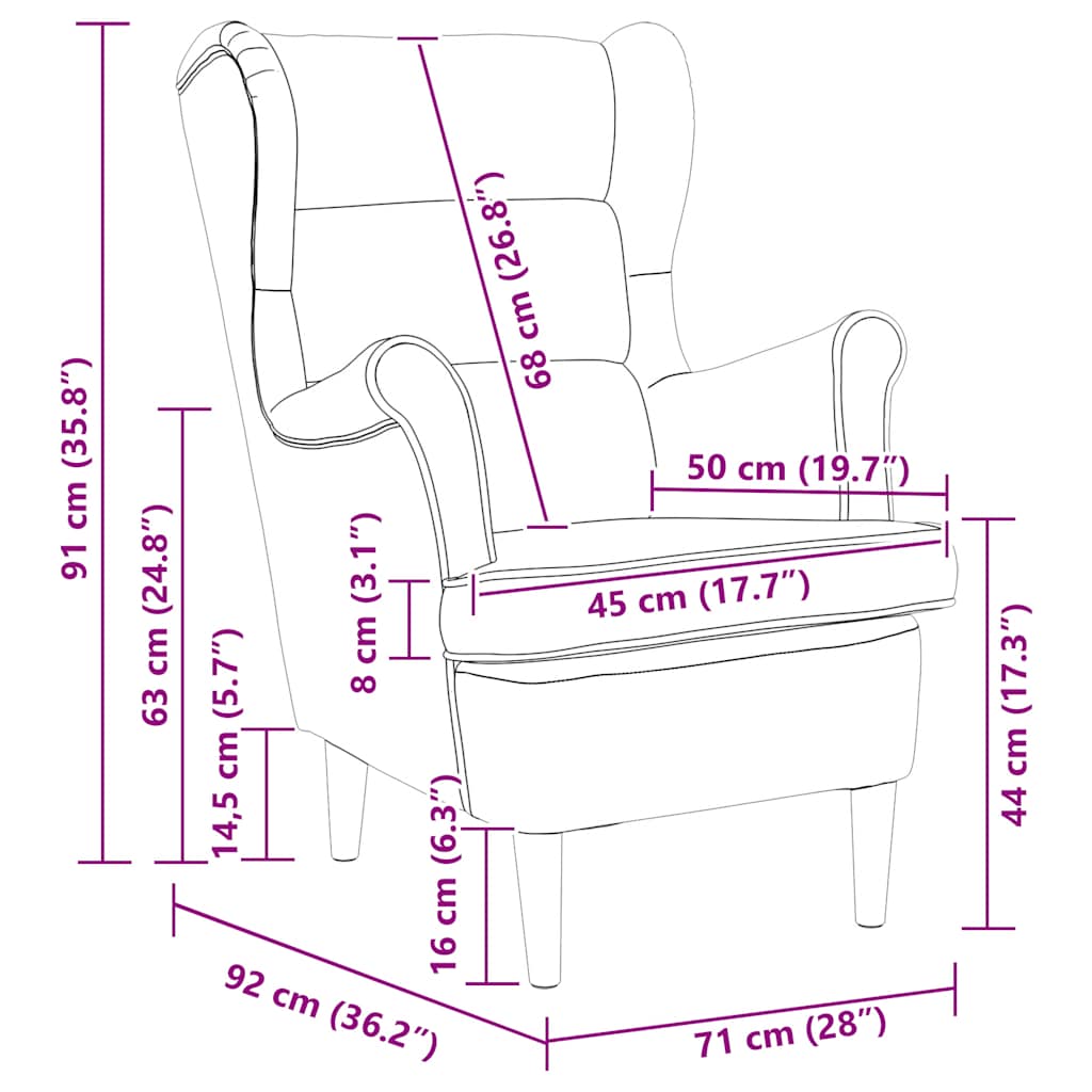 vidaXL Fauteuil taupe 74x84x100 cm tissu