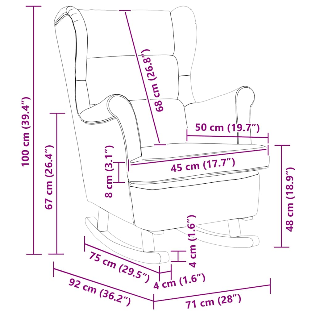 vidaXL Schaukelsessel Hellgrau 74x90x102 cm Stoff