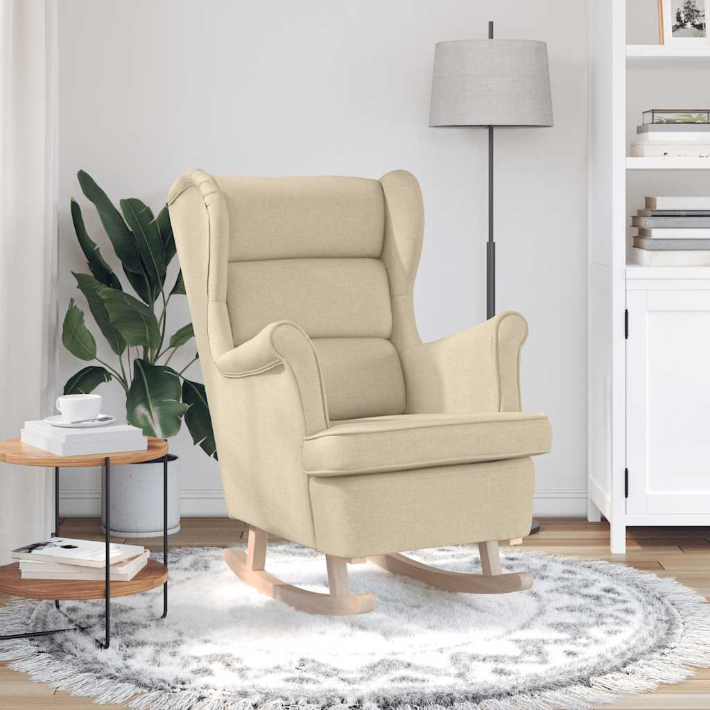 vidaXL Fauteuil à bascule Crème 74x90x102 cm Tissu