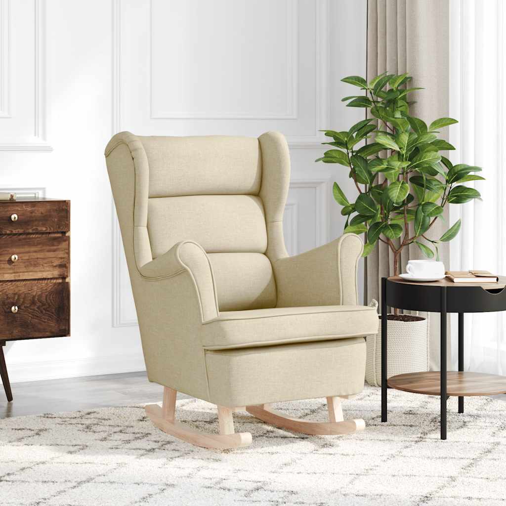 vidaXL Fauteuil à bascule Crème 74x90x102 cm Tissu