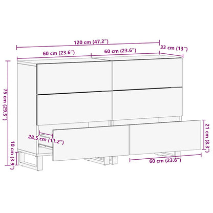 vidaXL Sideboards 2 Stk. Schwarz 60x33x75 cm Massivholz Mango