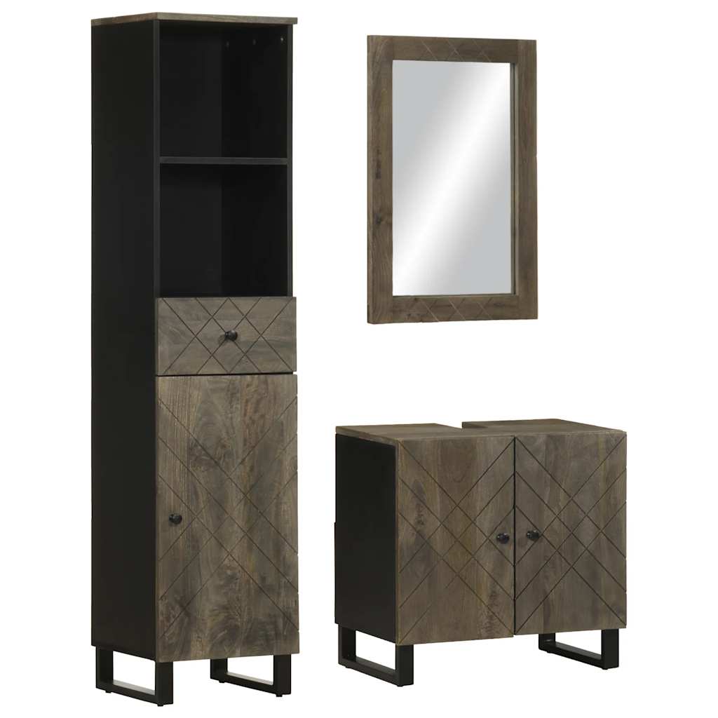 vidaXL Ensemble de meubles de salle de bain 3 pcs Bois de manguier massif Noir