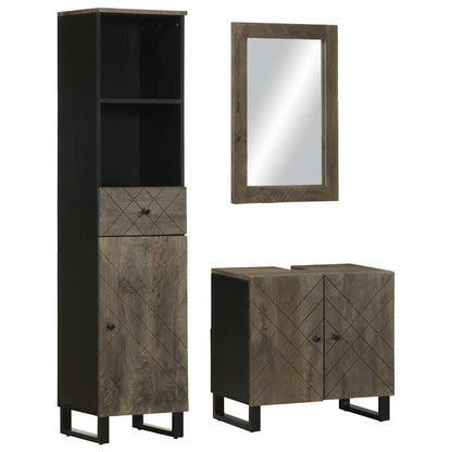 vidaXL Ensemble de meubles de salle de bain 3 pcs Bois de manguier massif Noir