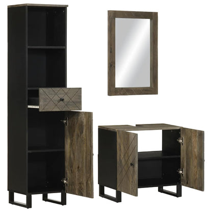 vidaXL Ensemble de meubles de salle de bain 3 pcs Bois de manguier massif Noir