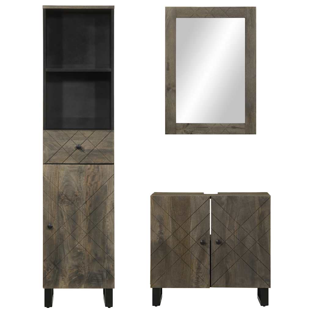 vidaXL Ensemble de meubles de salle de bain 3 pcs Bois de manguier massif Noir