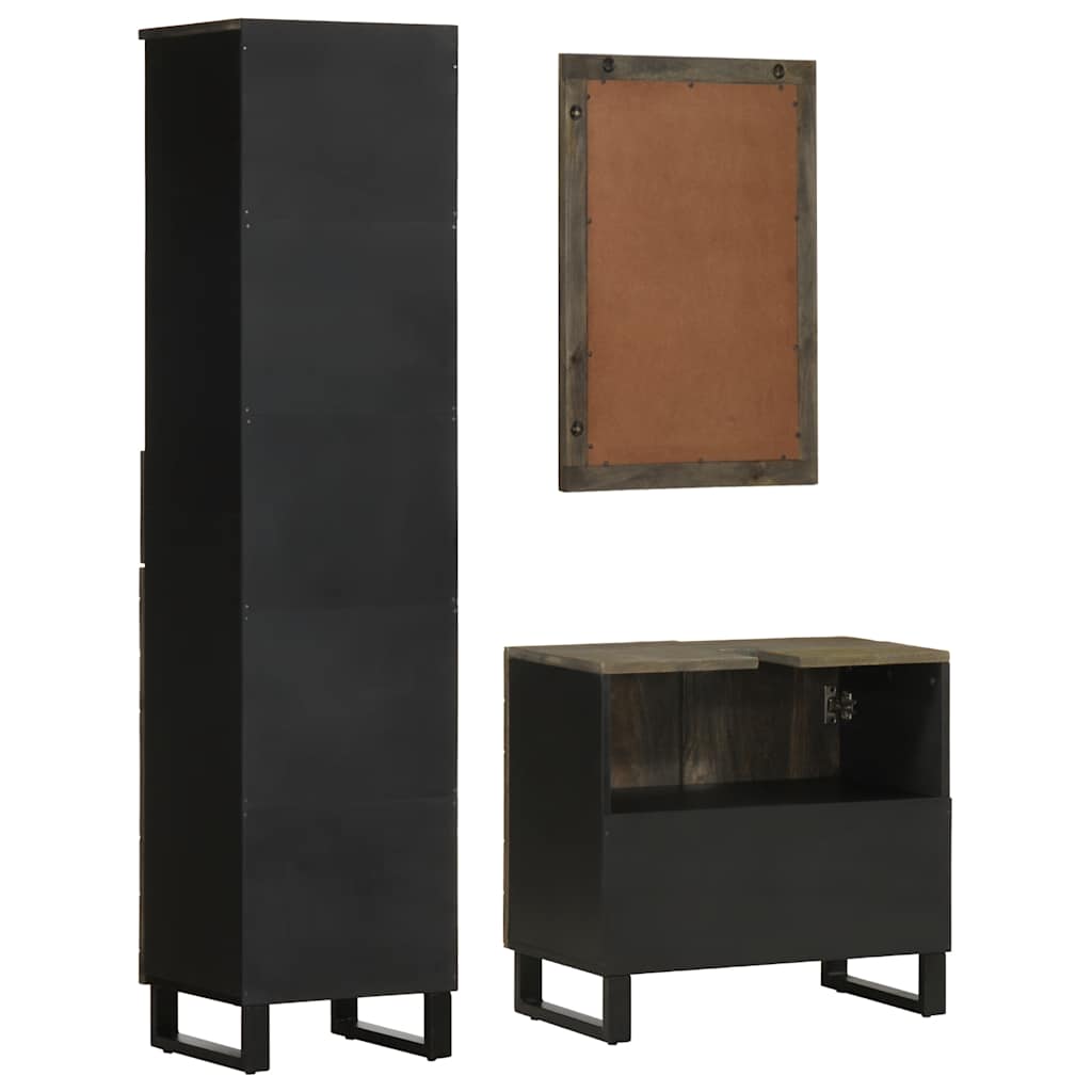 vidaXL Ensemble de meubles de salle de bain 3 pcs Bois de manguier massif Noir
