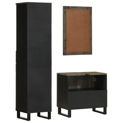 vidaXL Ensemble de meubles de salle de bain 3 pcs Bois de manguier massif Noir