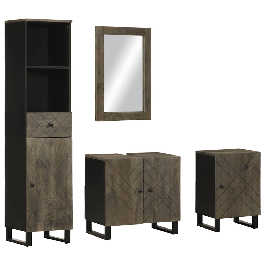 vidaXL Ensemble de meubles de salle de bain 4 pcs Bois de manguier massif Noir