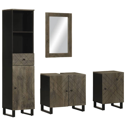 vidaXL Ensemble de meubles de salle de bain 4 pcs Bois de manguier massif Noir