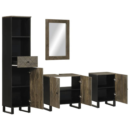 vidaXL Ensemble de meubles de salle de bain 4 pcs Bois de manguier massif Noir