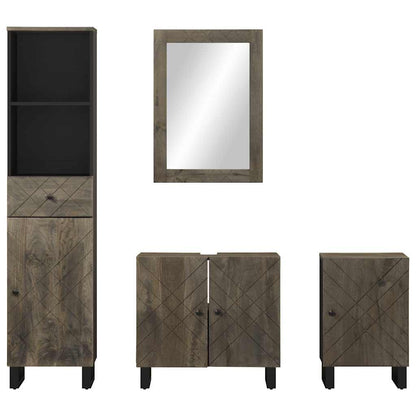 vidaXL Ensemble de meubles de salle de bain 4 pcs Bois de manguier massif Noir