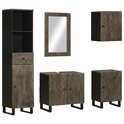 vidaXL 5-tlg. Badmöbel-Set Schwarz Massivholz Mango