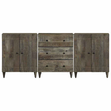 vidaXL 3-tlg. Sideboards Hellgrau 60x33,5x75 cm Massivholz Mango