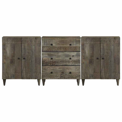 vidaXL Ensembles de 3 buffets gris clair 60x33,5x75 cm en bois de manguier massif