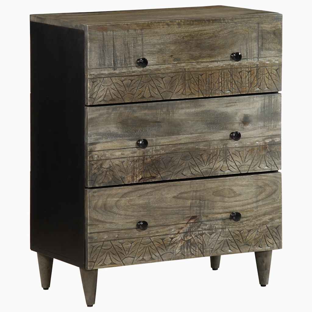 vidaXL Ensembles de 3 buffets gris clair 60x33,5x75 cm en bois de manguier massif
