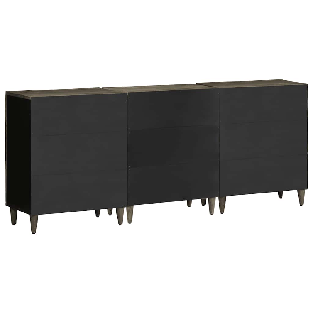 vidaXL Ensembles de 3 buffets gris clair 60x33,5x75 cm en bois de manguier massif