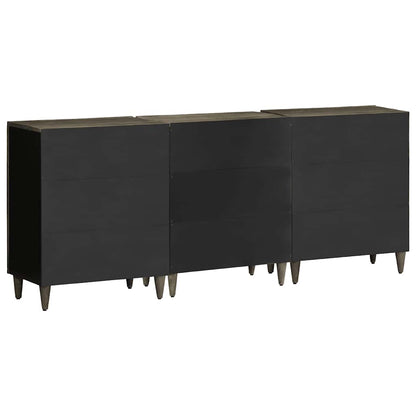 vidaXL Ensembles de 3 buffets gris clair 60x33,5x75 cm en bois de manguier massif
