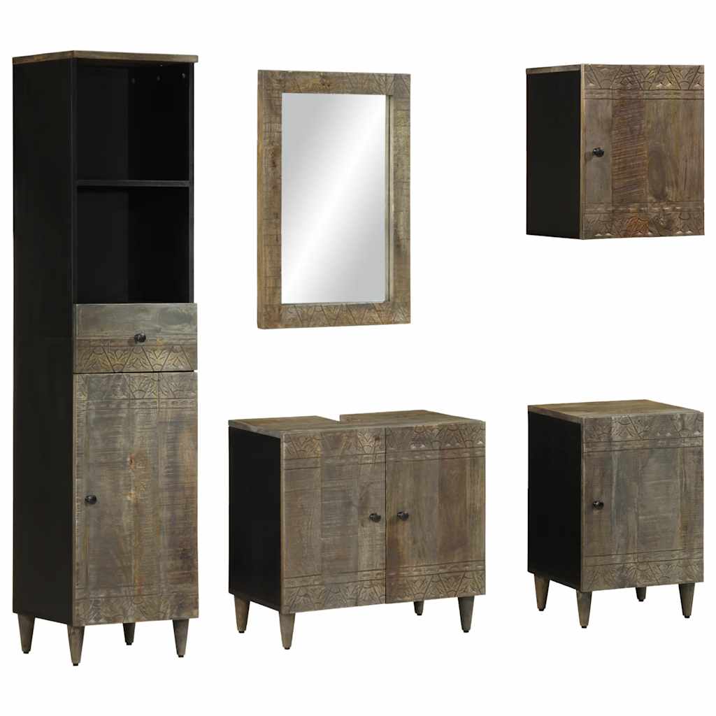 vidaXL Ensemble de meubles de salle de bain 5 pcs Bois de manguier massif