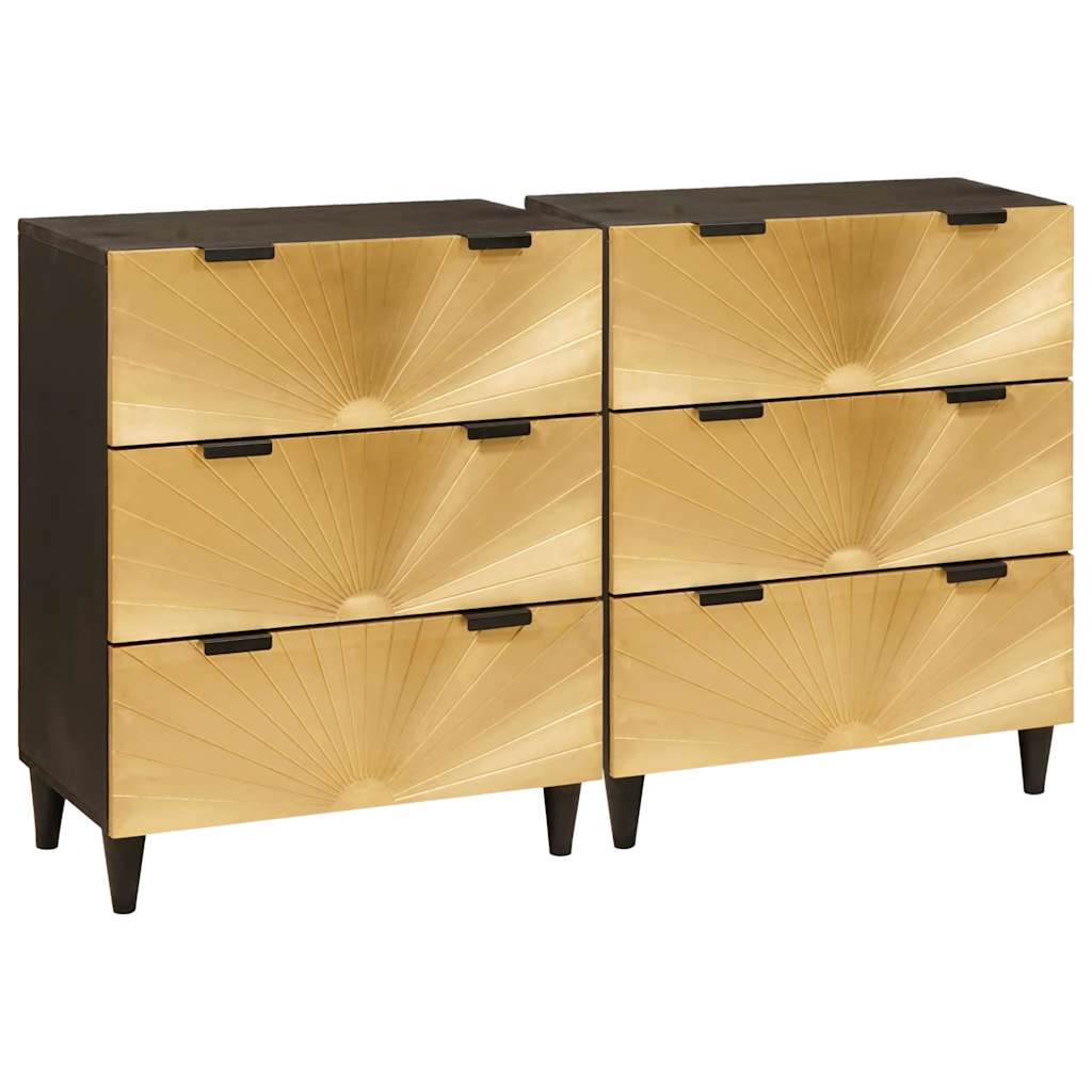 Sideboard 2 pcs Schwarz und Gold 60 x 33 x 75 cm