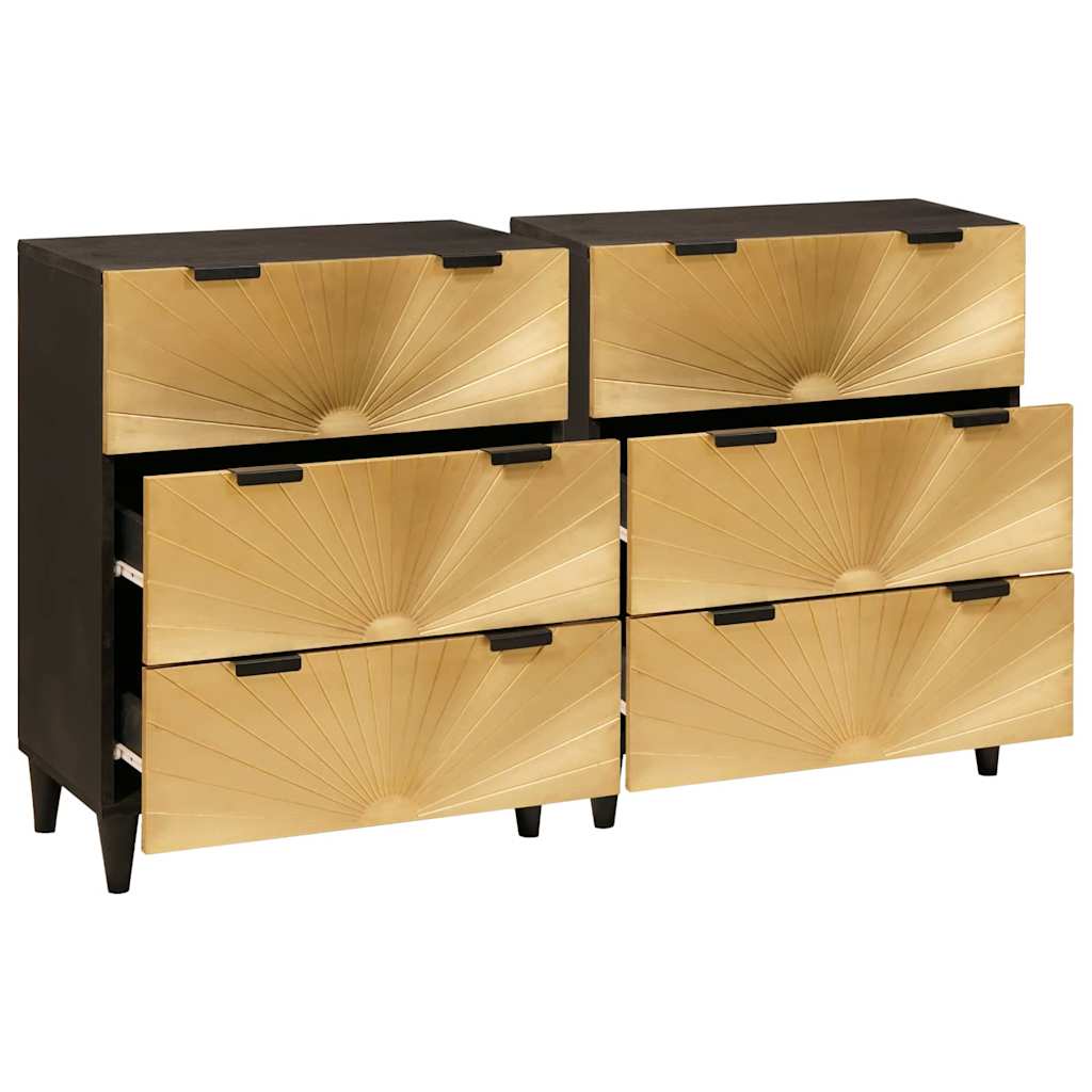 Sideboard 2 pcs Schwarz und Gold 60 x 33 x 75 cm
