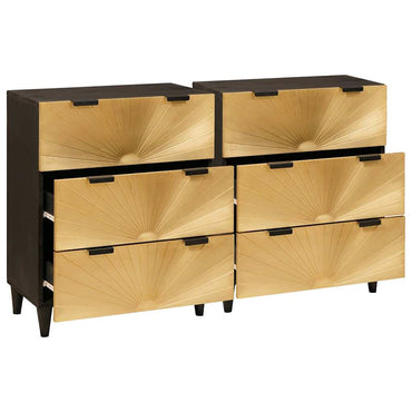 vidaXL Sideboard 2 pcs Schwarz und Gold 60 x 33 x 75 cm