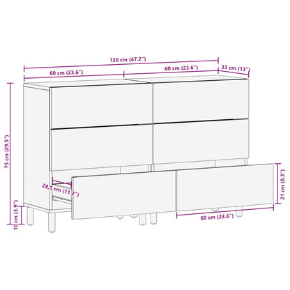 vidaXL Sideboard 2 pcs Weiße gewaschene Oberfläche 60 x 33 x 75 cm