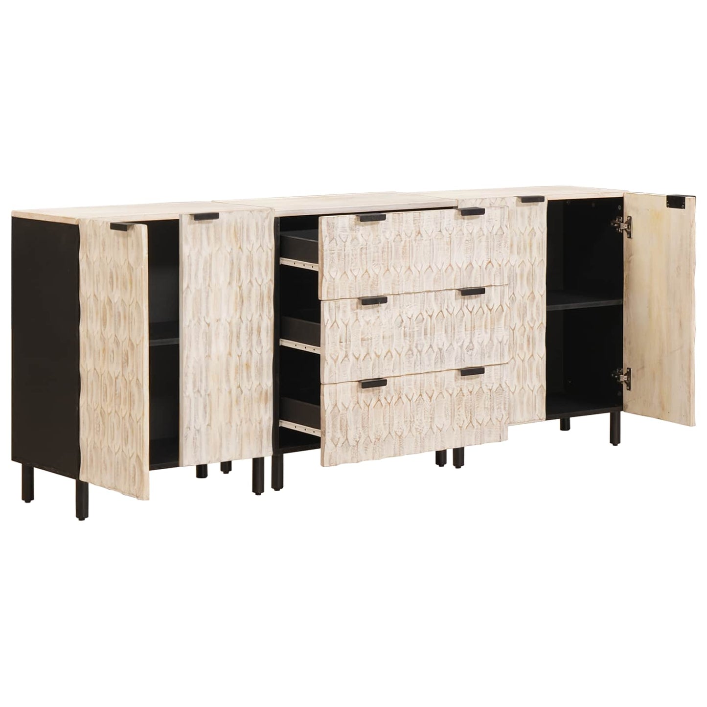 vidaXL Sideboard 3 pcs Weiße gewaschene Oberfläche 180 x 33 x 75 cm