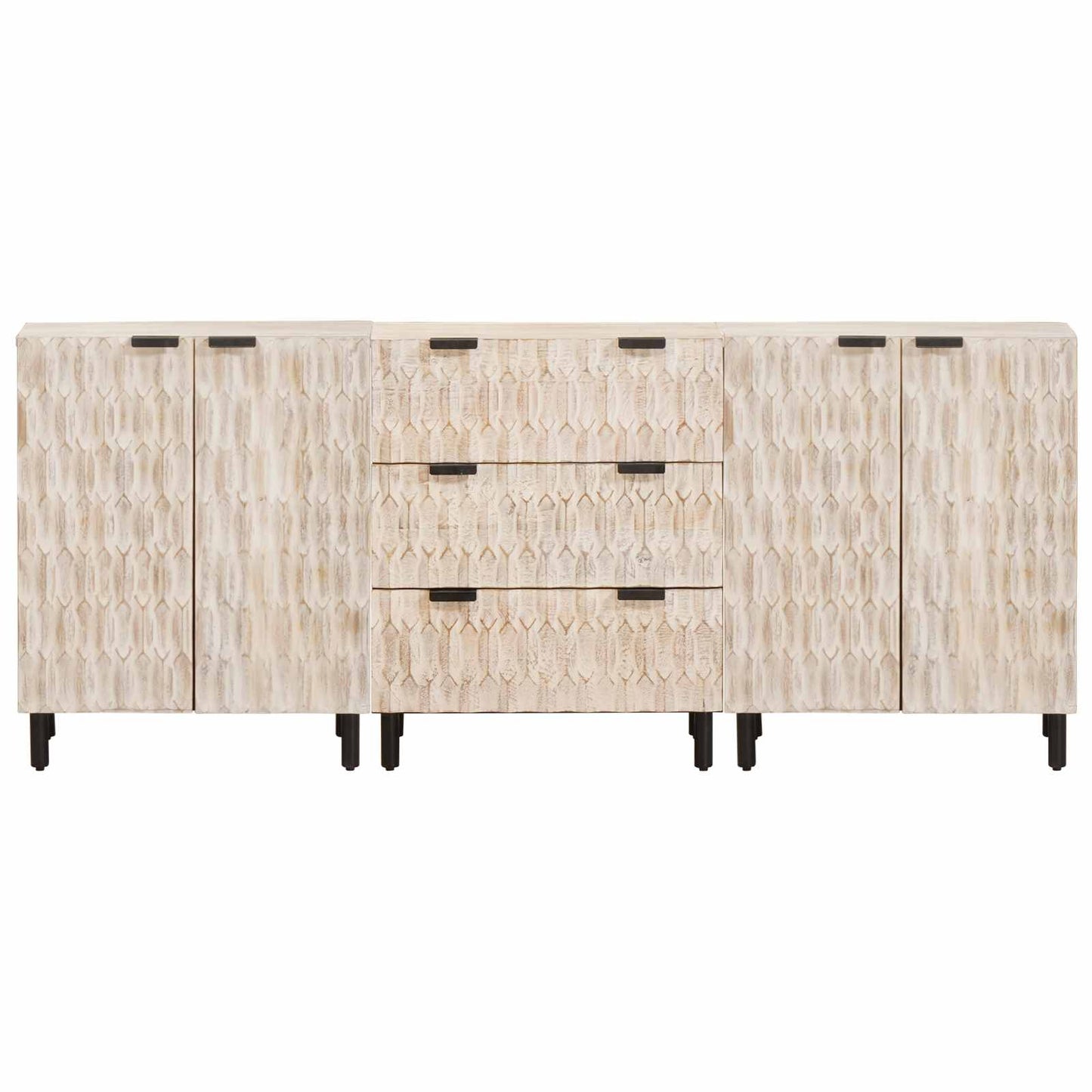 vidaXL Sideboard 3 pcs Weiße gewaschene Oberfläche 180 x 33 x 75 cm