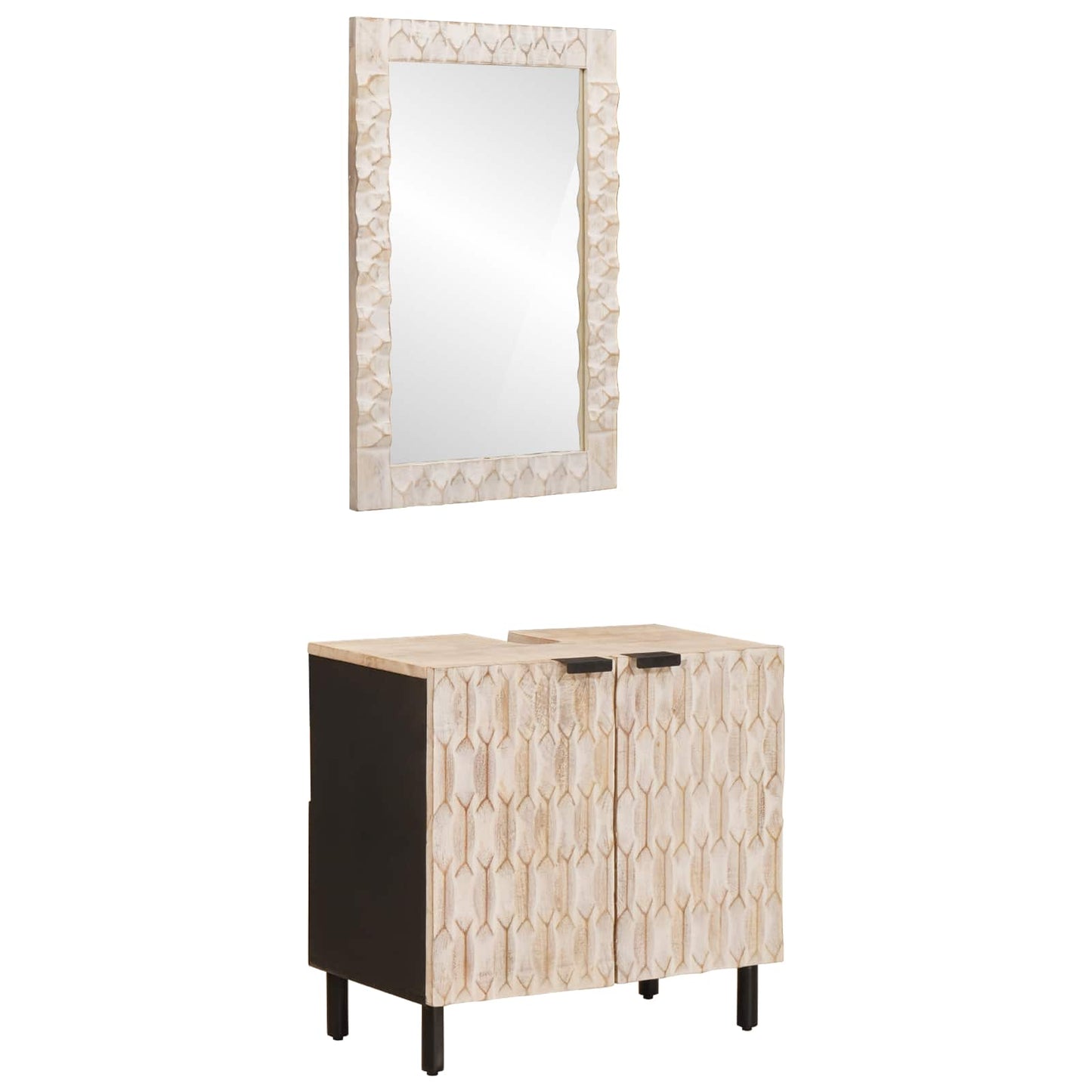 Badezimmer Sets Weiße gewaschene Oberfläche Massivholz Mango