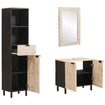 vidaXL Badezimmer Sets mit Regal 3 pcs Weiße gewaschene Oberfläche