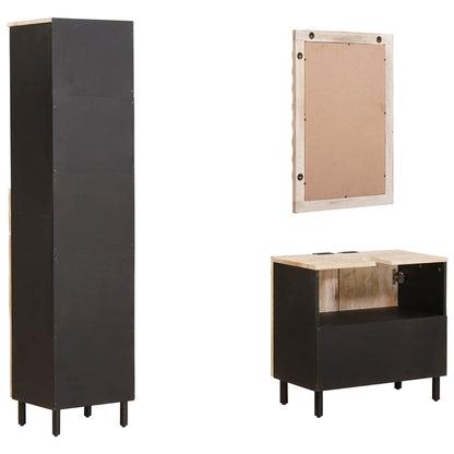 Badezimmer Sets mit Regal 3 pcs Weiße gewaschene Oberfläche