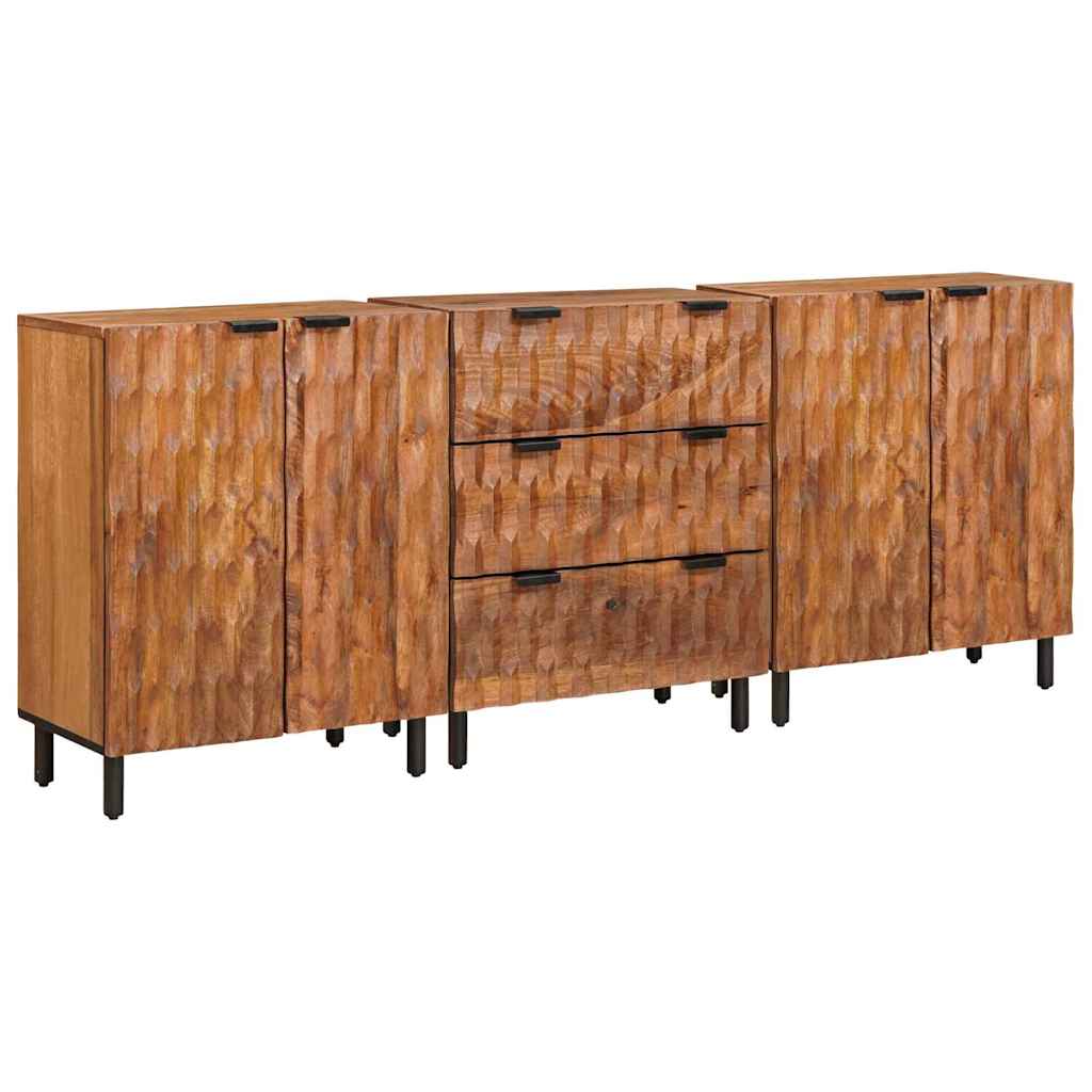 vidaXL Sideboard 3 pcs Akazienbraune Oberfläche 60 x 33 x 75 cm