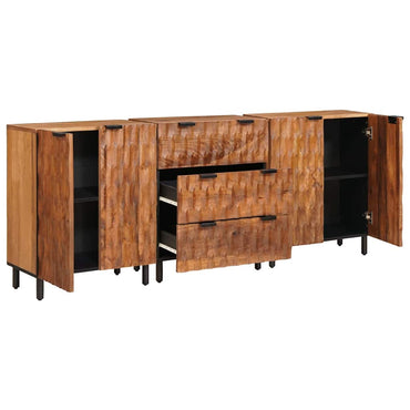 vidaXL Sideboard 3 pcs Akazienbraune Oberfläche 60 x 33 x 75 cm
