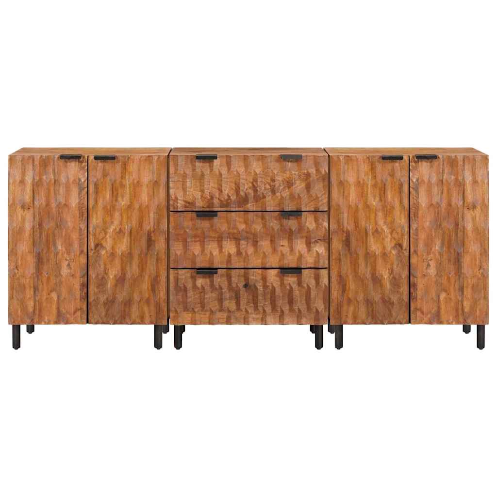 vidaXL Sideboard 3 pcs Akazienbraune Oberfläche 60 x 33 x 75 cm