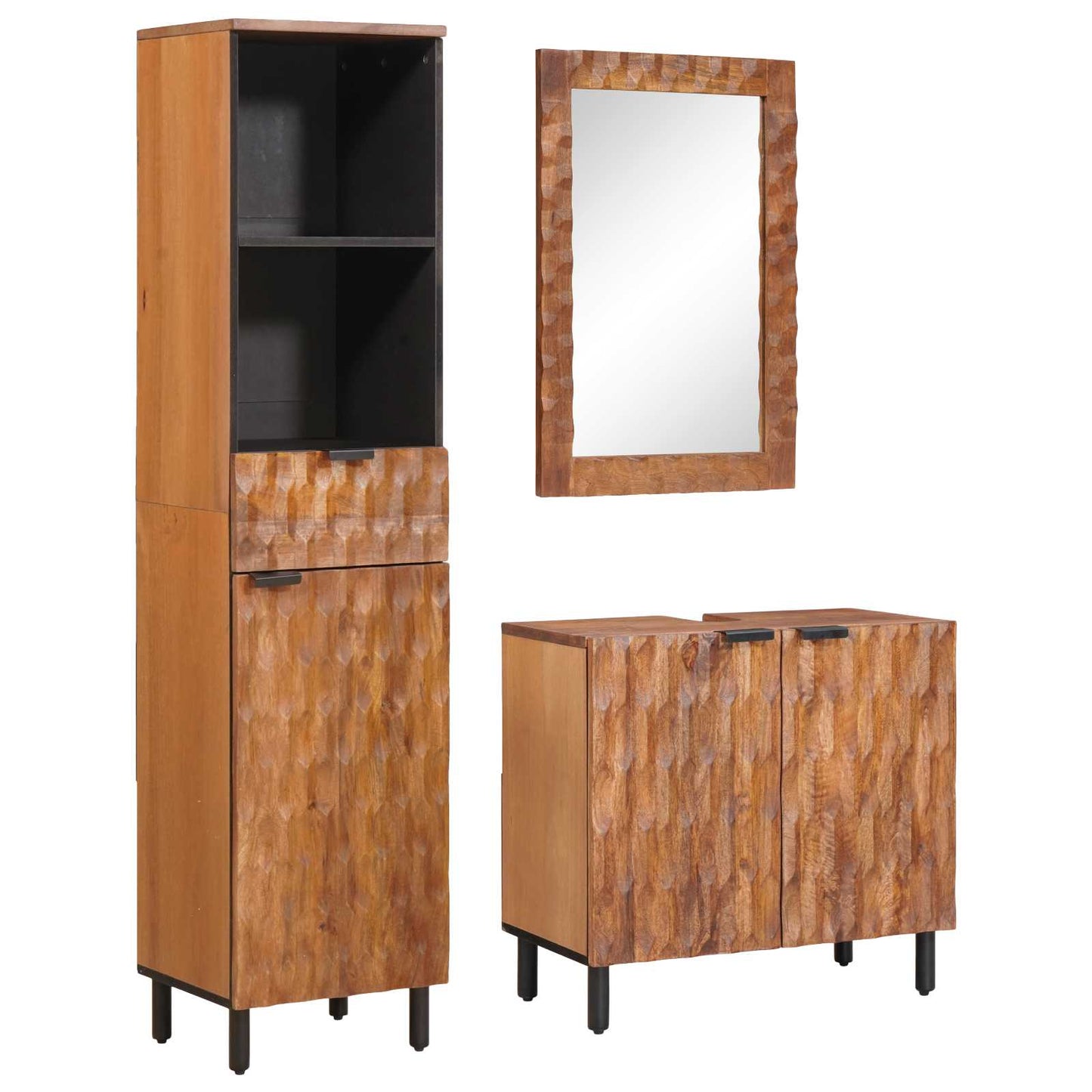 Badezimmer Sets 3 pcs Akazie Braun Winish Massivholz Mango