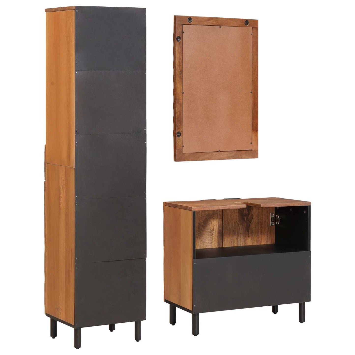 Badezimmer Sets 3 pcs Akazie Braun Winish Massivholz Mango