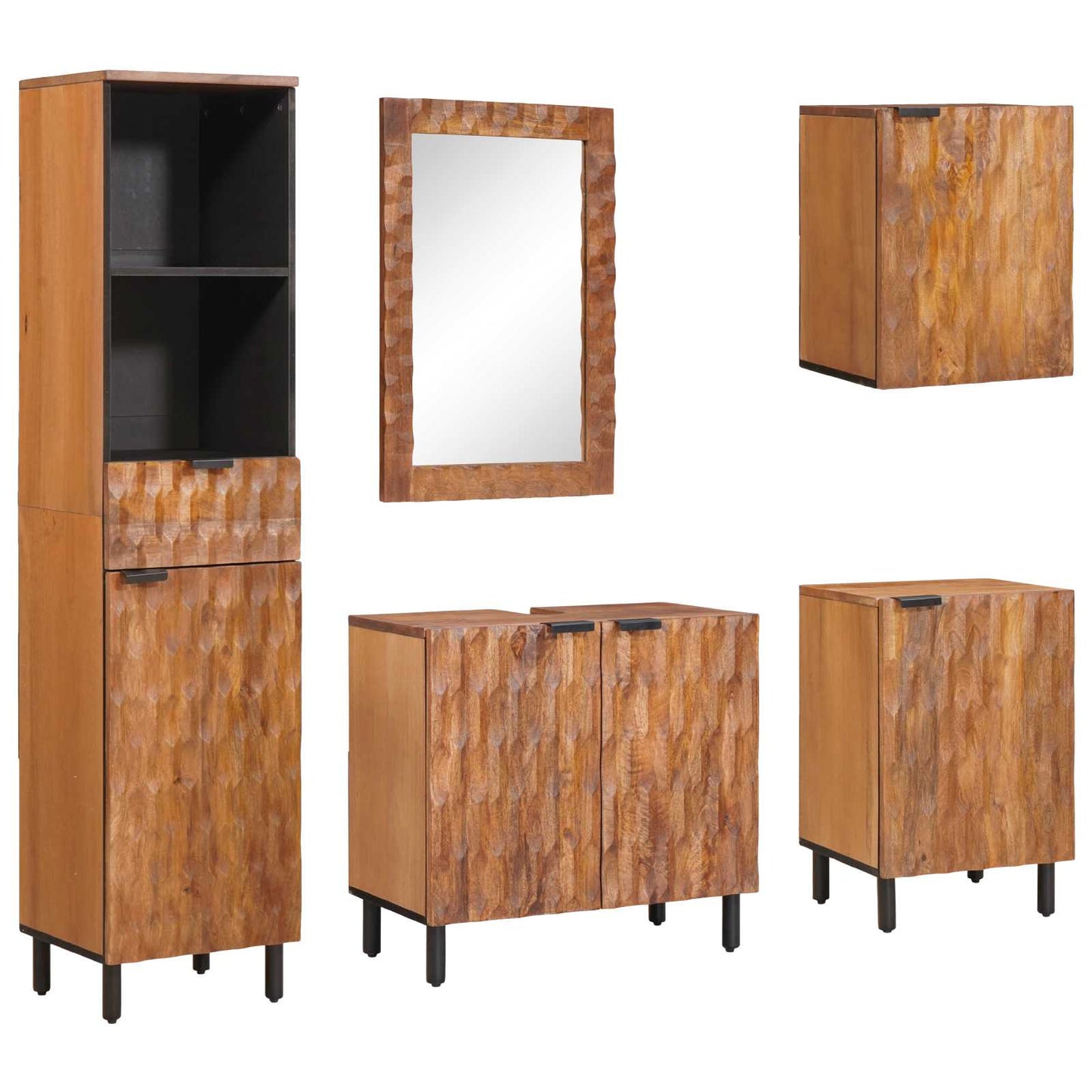 Badezimmer Sets 5 pcs Akazie Braun Winish Massivholz Mango