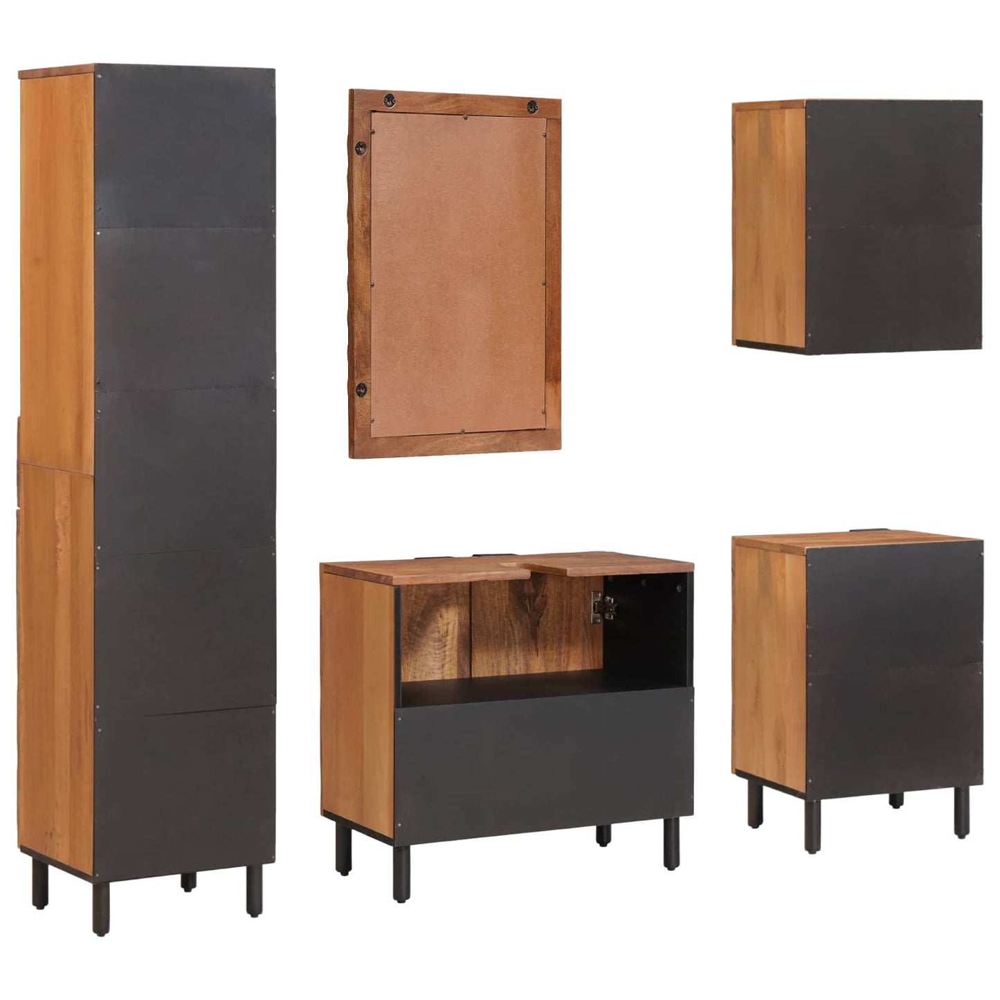 Badezimmer Sets 5 pcs Akazie Braun Winish Massivholz Mango