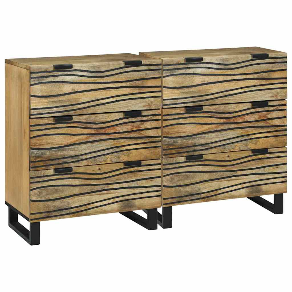 vidaXL Ensemble de 2 buffets bois de manguier massif naturel 60x33,5x75 cm