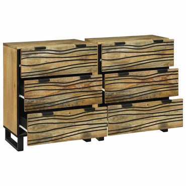 vidaXL Ensemble de 2 buffets bois de manguier massif naturel 60x33,5x75 cm