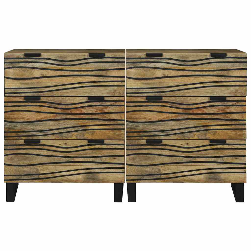 vidaXL Ensemble de 2 buffets bois de manguier massif naturel 60x33,5x75 cm