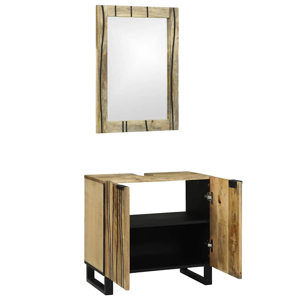 Badezimmermöbel-Set mit Regal mit Tür 2 pcs Braun Holzwerkstoff