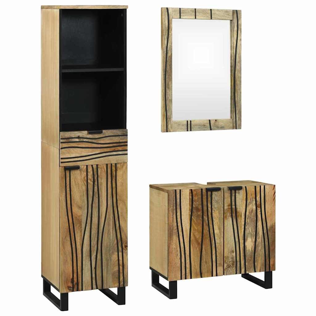 vidaXL Ensemble de meubles de salle de bain avec tiroirs 3 pcs Marron Bois d'ingénierie