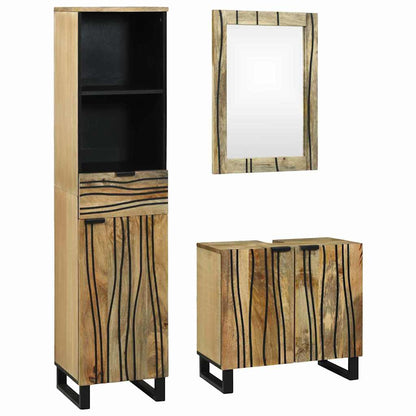 vidaXL Ensemble de meubles de salle de bain avec tiroirs 3 pcs Marron Bois d'ingénierie
