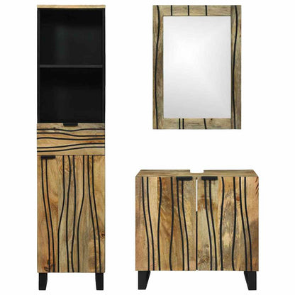 vidaXL Ensemble de meubles de salle de bain avec tiroirs 3 pcs Marron Bois d'ingénierie