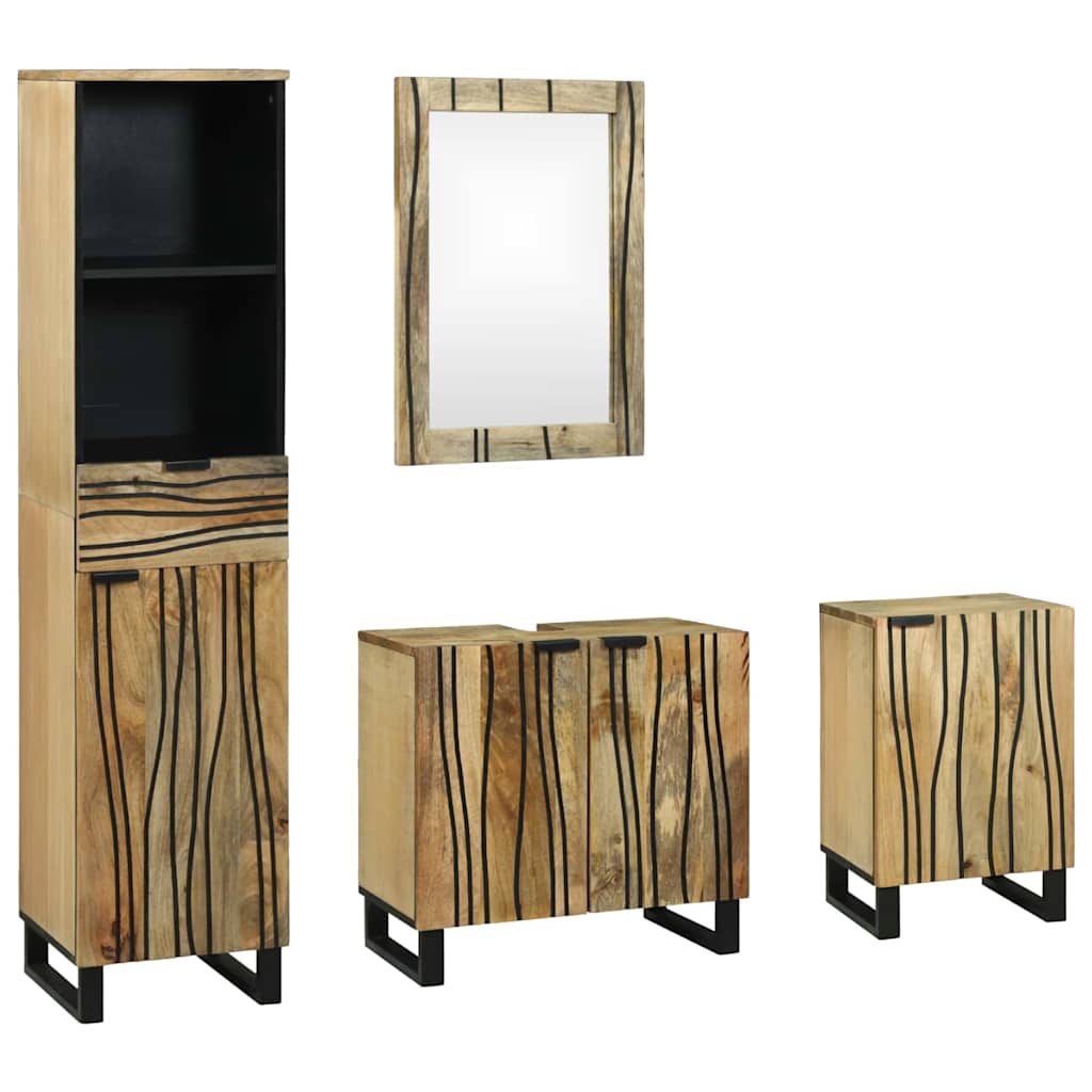 vidaXL Meuble de salle de bain avec tiroirs 4 pcs Marron Bois d'ingénierie